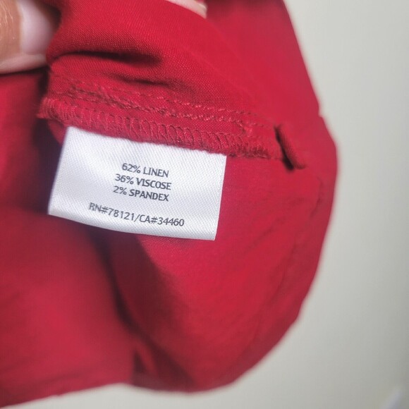 EILEEN FISHER $168 Solid Red Italian Linen Button Up Shirt Top Size MEDIUM - Picture 5 of 12
